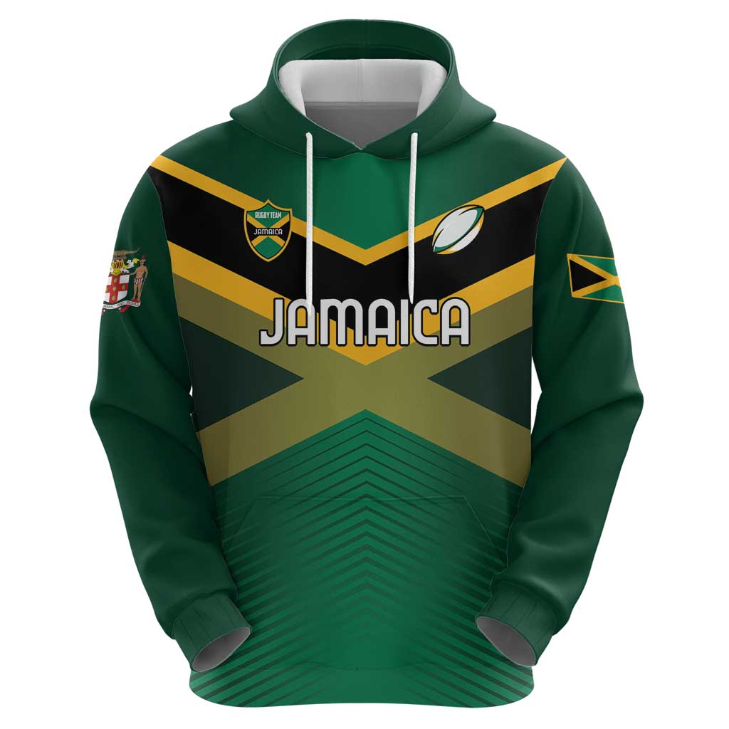 Custom Rugby Jamaica Zip Hoodie Reggae Warriors Go Champions