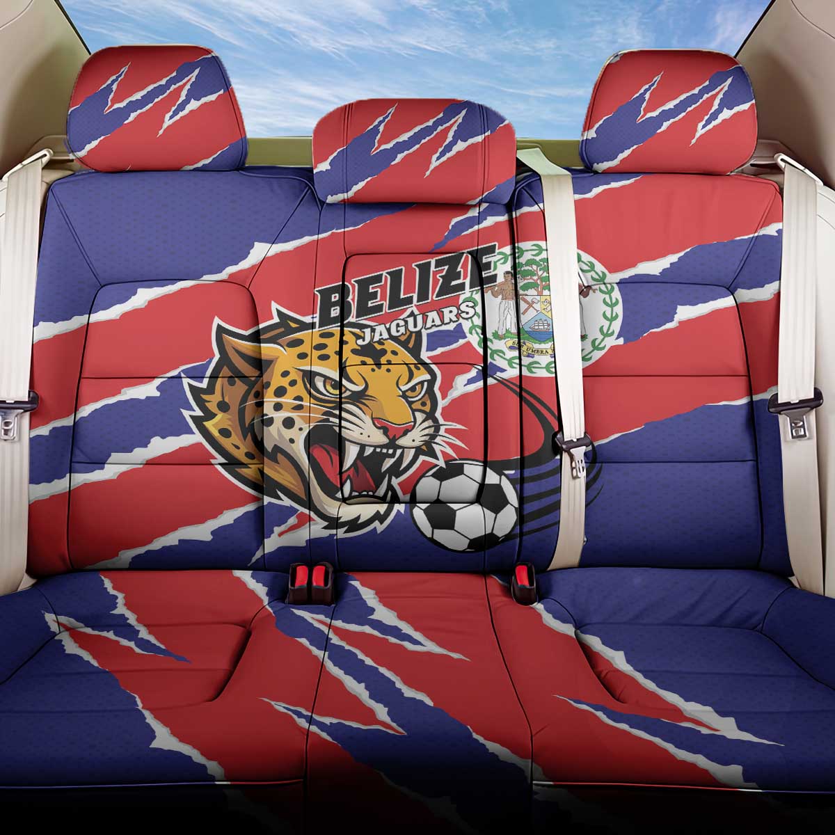 Football Belize Jaguars Back Car Seat Cover Team Unbelizeables Jaguars