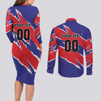 Custom Football Belize Jaguars Couples Matching Long Sleeve Bodycon Dress and Long Sleeve Button Shirt Team Unbelizeables Jaguars