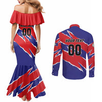 Custom Football Belize Jaguars Couples Matching Mermaid Dress and Long Sleeve Button Shirt Team Unbelizeables Jaguars