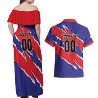 Custom Football Belize Jaguars Couples Matching Off Shoulder Maxi Dress and Hawaiian Shirt Team Unbelizeables Jaguars