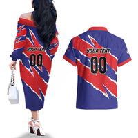 Custom Football Belize Jaguars Couples Matching Off The Shoulder Long Sleeve Dress and Hawaiian Shirt Team Unbelizeables Jaguars