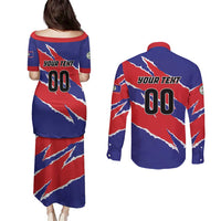 Custom Football Belize Jaguars Couples Matching Puletasi and Long Sleeve Button Shirt Team Unbelizeables Jaguars