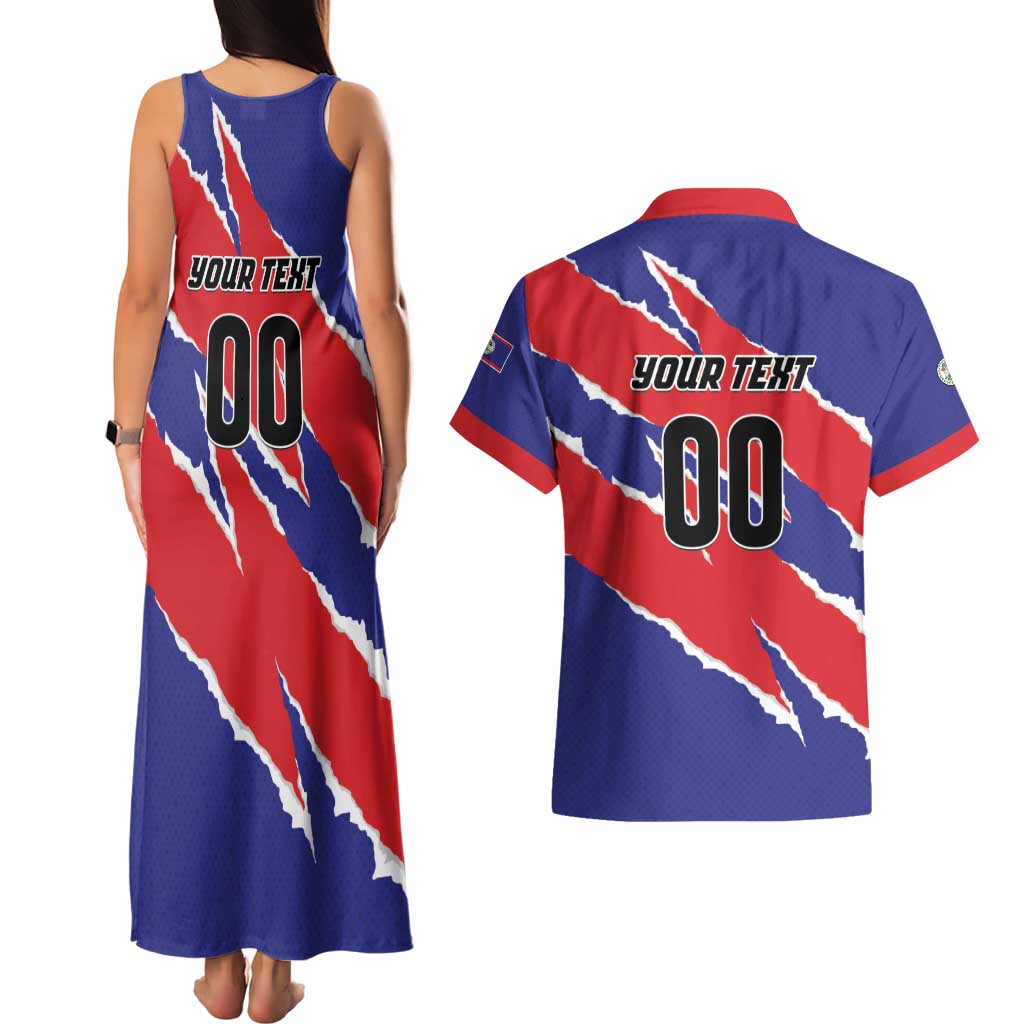 Custom Football Belize Jaguars Couples Matching Tank Maxi Dress and Hawaiian Shirt Team Unbelizeables Jaguars