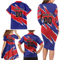 Custom Football Belize Jaguars Family Matching Long Sleeve Bodycon Dress and Hawaiian Shirt Team Unbelizeables Jaguars