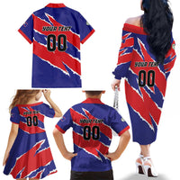 Custom Football Belize Jaguars Family Matching Off The Shoulder Long Sleeve Dress and Hawaiian Shirt Team Unbelizeables Jaguars