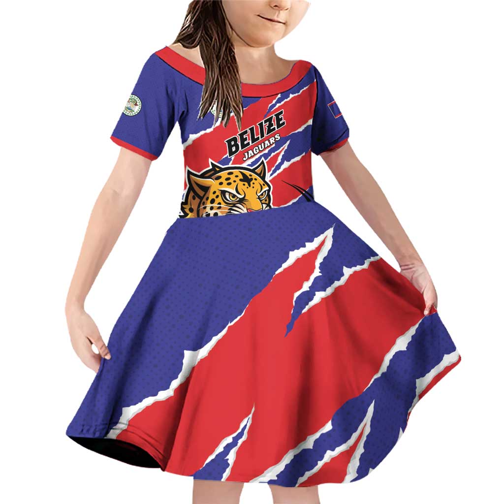 Custom Football Belize Jaguars Family Matching Off Shoulder Short Dress and Hawaiian Shirt Team Unbelizeables Jaguars