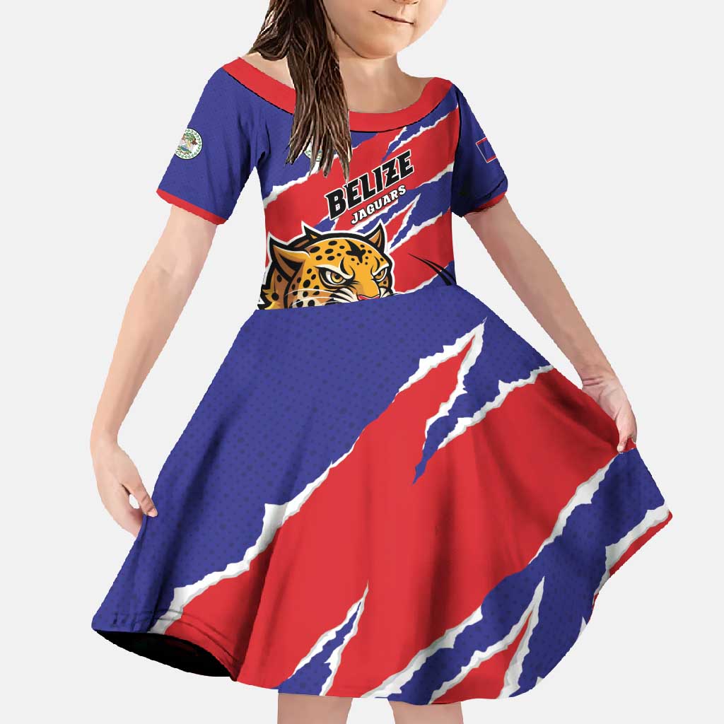 Custom Football Belize Jaguars Family Matching Short Sleeve Bodycon Dress and Hawaiian Shirt Team Unbelizeables Jaguars