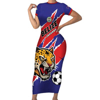 Custom Football Belize Jaguars Family Matching Short Sleeve Bodycon Dress and Hawaiian Shirt Team Unbelizeables Jaguars