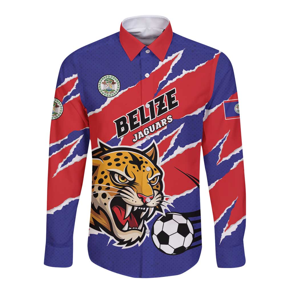 Custom Football Belize Jaguars Long Sleeve Button Shirt Team Unbelizeables Jaguars