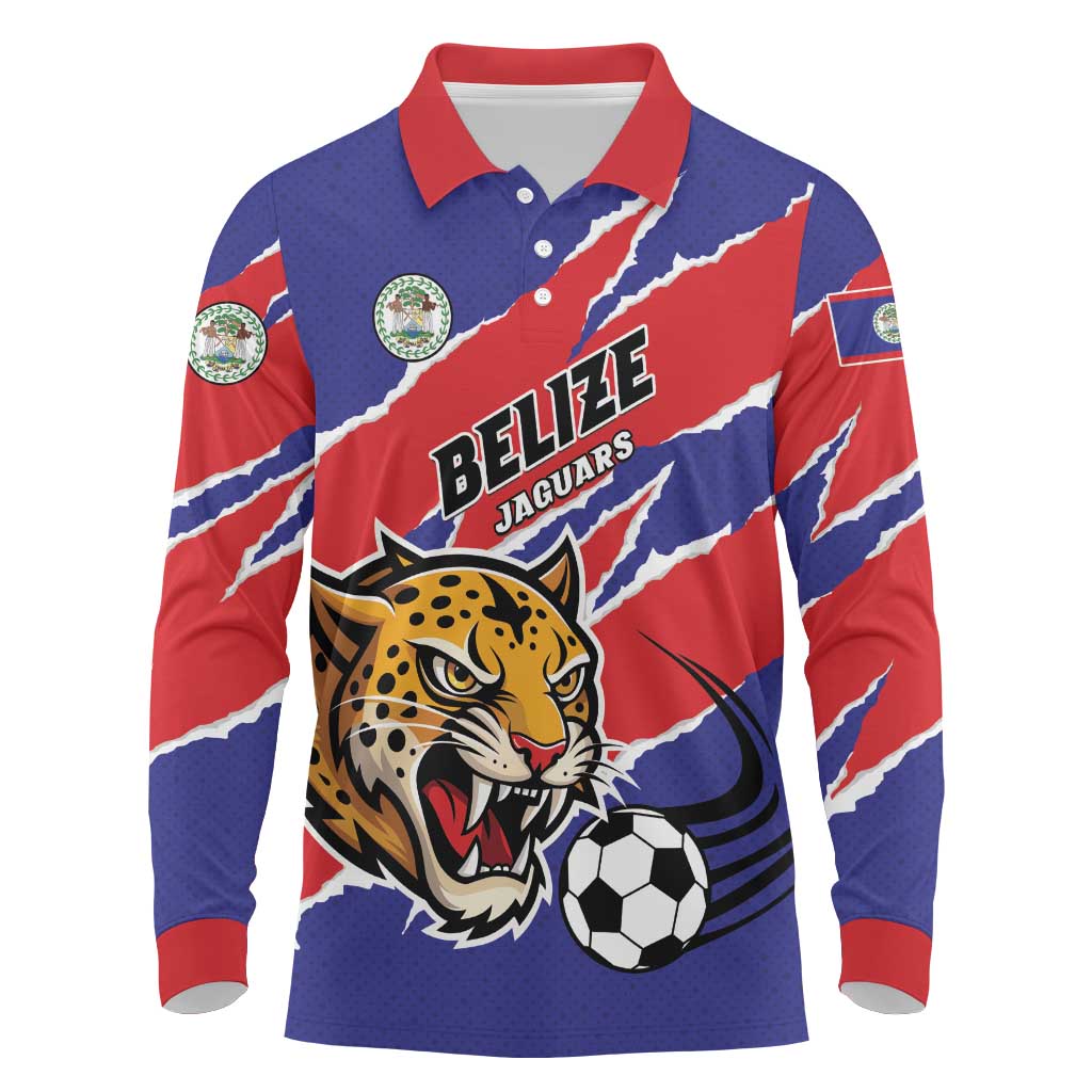 Custom Football Belize Jaguars Long Sleeve Polo Shirt Team Unbelizeables Jaguars