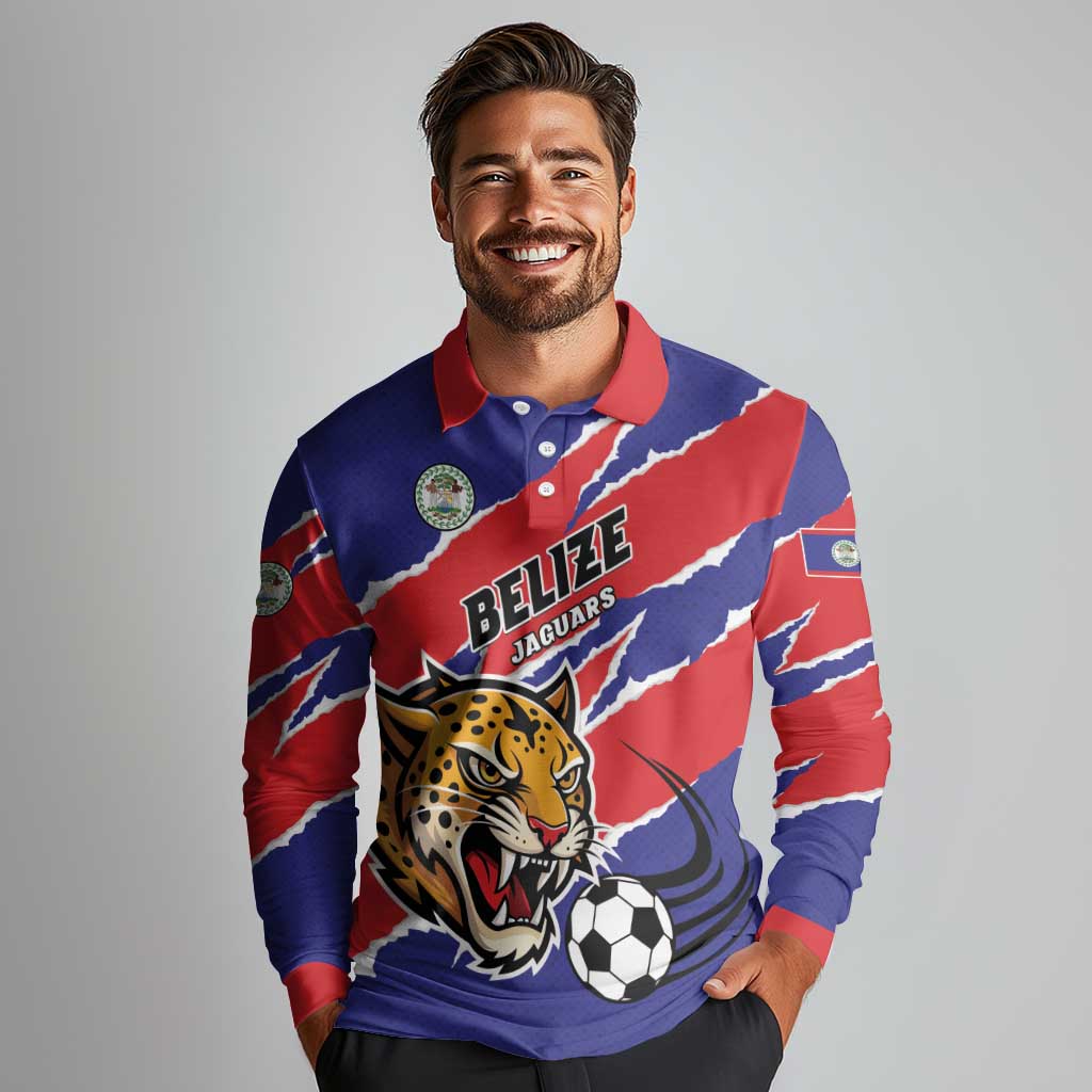 Custom Football Belize Jaguars Long Sleeve Polo Shirt Team Unbelizeables Jaguars