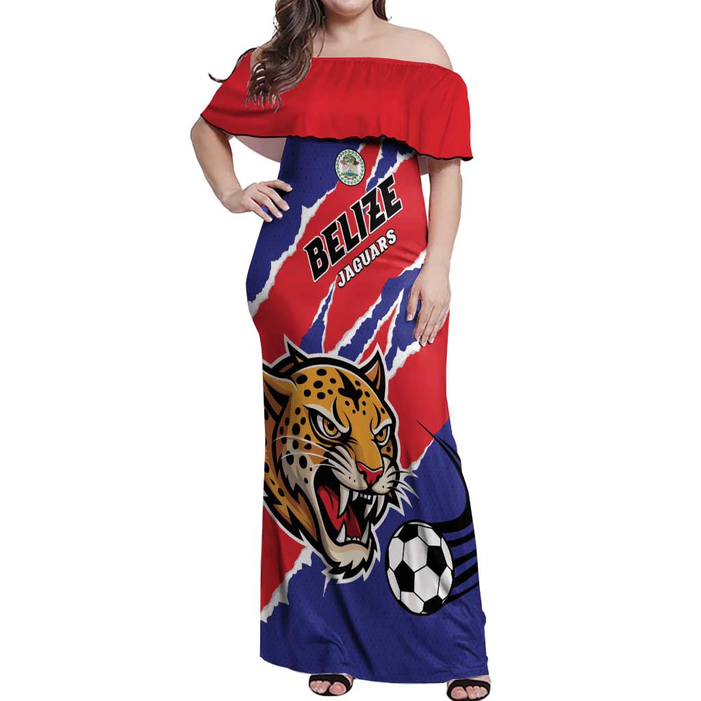 Custom Football Belize Jaguars Off Shoulder Maxi Dress Team Unbelizeables Jaguars