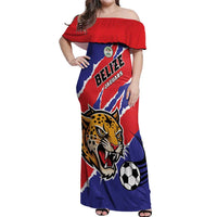 Custom Football Belize Jaguars Off Shoulder Maxi Dress Team Unbelizeables Jaguars