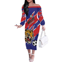 Custom Football Belize Jaguars Off The Shoulder Long Sleeve Dress Team Unbelizeables Jaguars