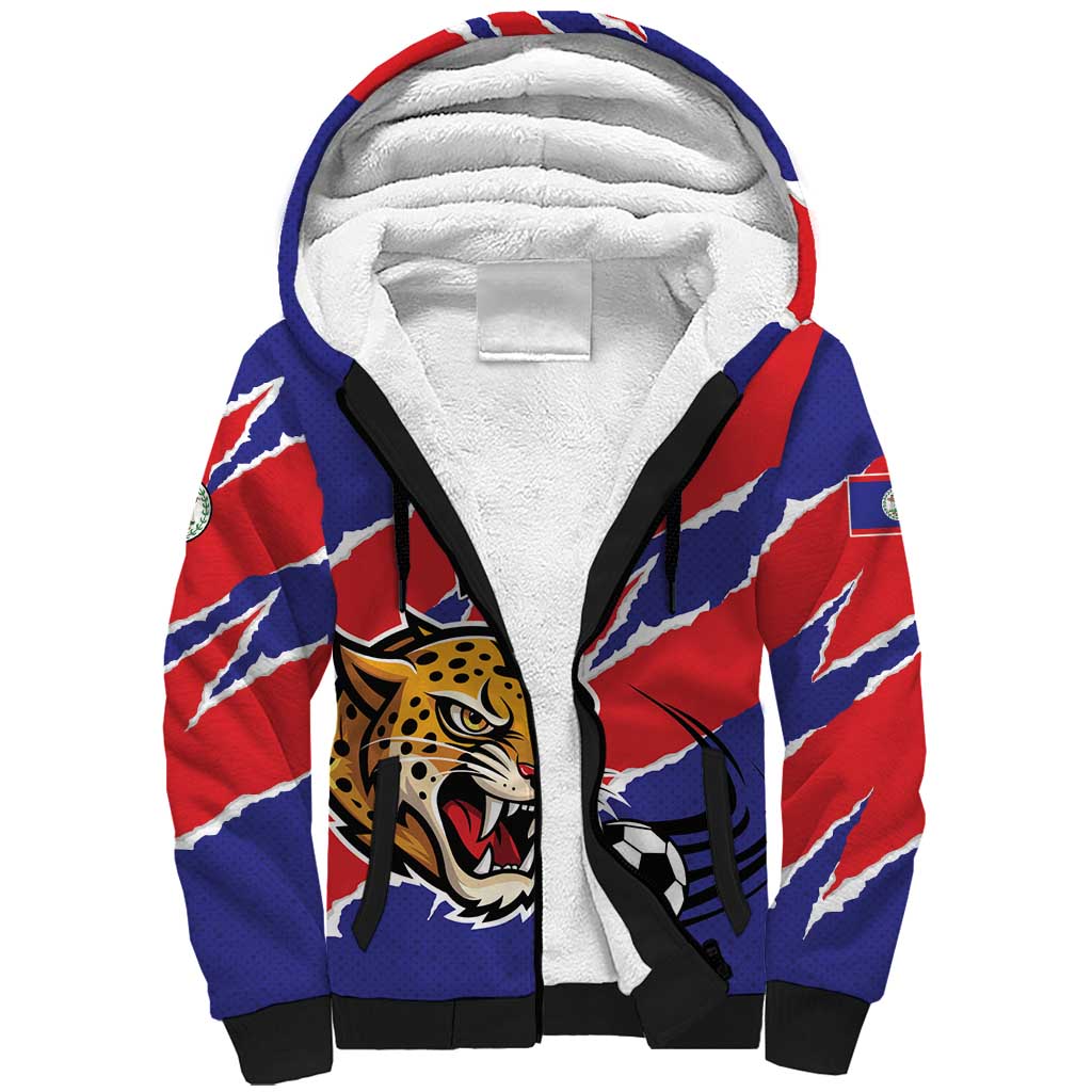 Custom Football Belize Jaguars Sherpa Hoodie Team Unbelizeables Jaguars