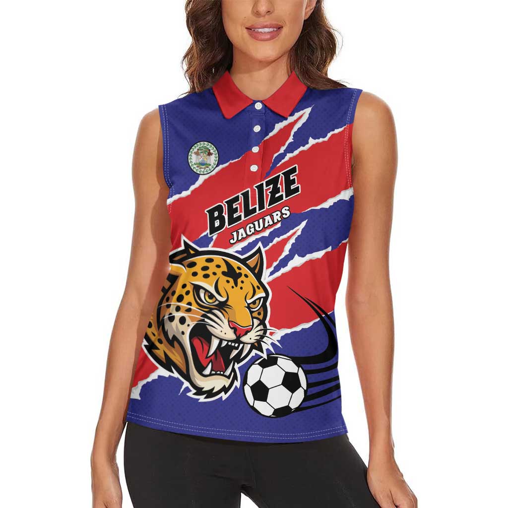 Custom Football Belize Jaguars Women Sleeveless Polo Shirt Team Unbelizeables Jaguars