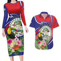 Personalized Belize Toucan Couples Matching Long Sleeve Bodycon Dress and Hawaiian Shirt Sub umbra floreo