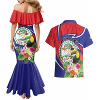 Personalized Belize Toucan Couples Matching Mermaid Dress and Hawaiian Shirt Sub umbra floreo