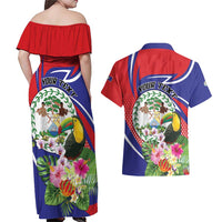 Personalized Belize Toucan Couples Matching Off Shoulder Maxi Dress and Hawaiian Shirt Sub umbra floreo