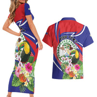 Personalized Belize Toucan Couples Matching Short Sleeve Bodycon Dress and Hawaiian Shirt Sub umbra floreo