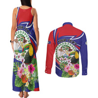 Personalized Belize Toucan Couples Matching Tank Maxi Dress and Long Sleeve Button Shirt Sub umbra floreo