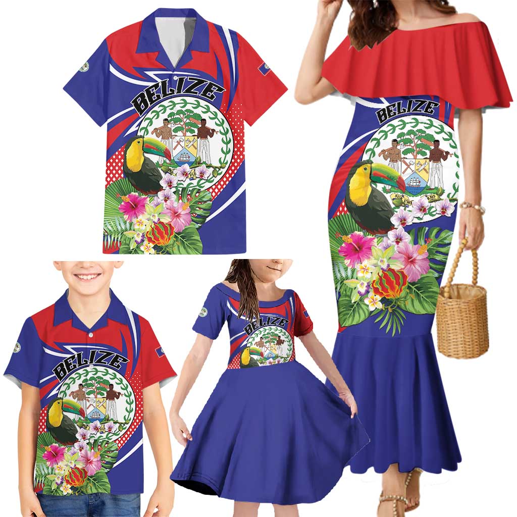 Personalized Belize Toucan Family Matching Mermaid Dress and Hawaiian Shirt Sub umbra floreo