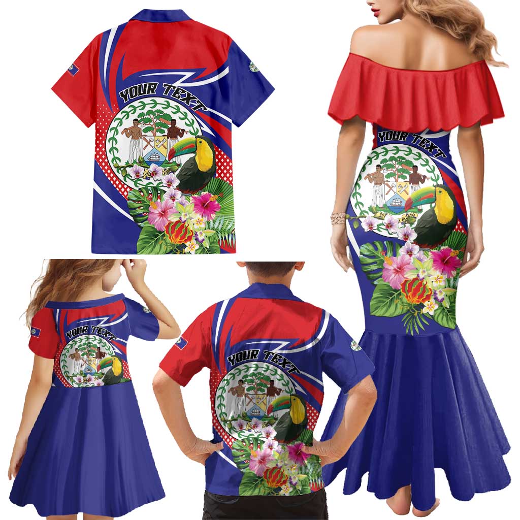 Personalized Belize Toucan Family Matching Mermaid Dress and Hawaiian Shirt Sub umbra floreo