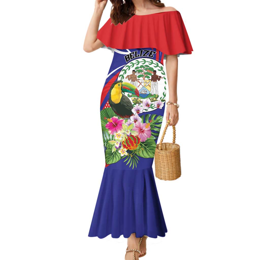 Personalized Belize Toucan Family Matching Mermaid Dress and Hawaiian Shirt Sub umbra floreo