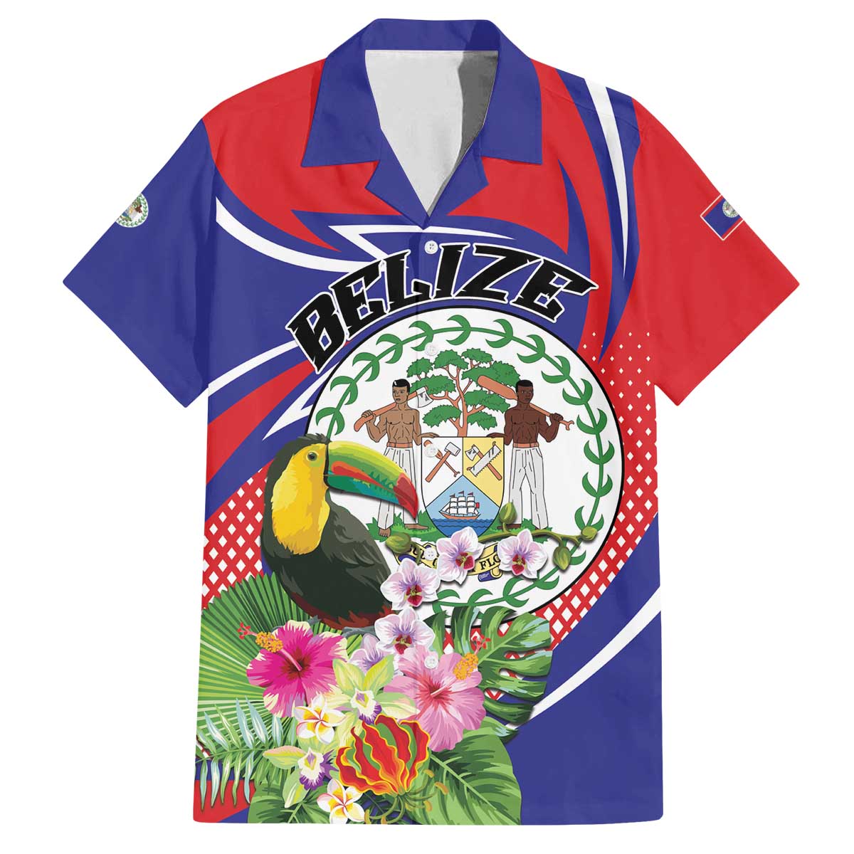 Personalized Belize Toucan Family Matching Off The Shoulder Long Sleeve Dress and Hawaiian Shirt Sub umbra floreo