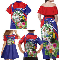 Personalized Belize Toucan Family Matching Off Shoulder Maxi Dress and Hawaiian Shirt Sub umbra floreo