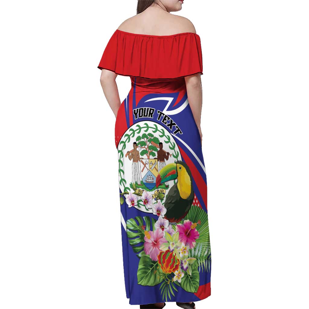 Personalized Belize Toucan Family Matching Off Shoulder Maxi Dress and Hawaiian Shirt Sub umbra floreo