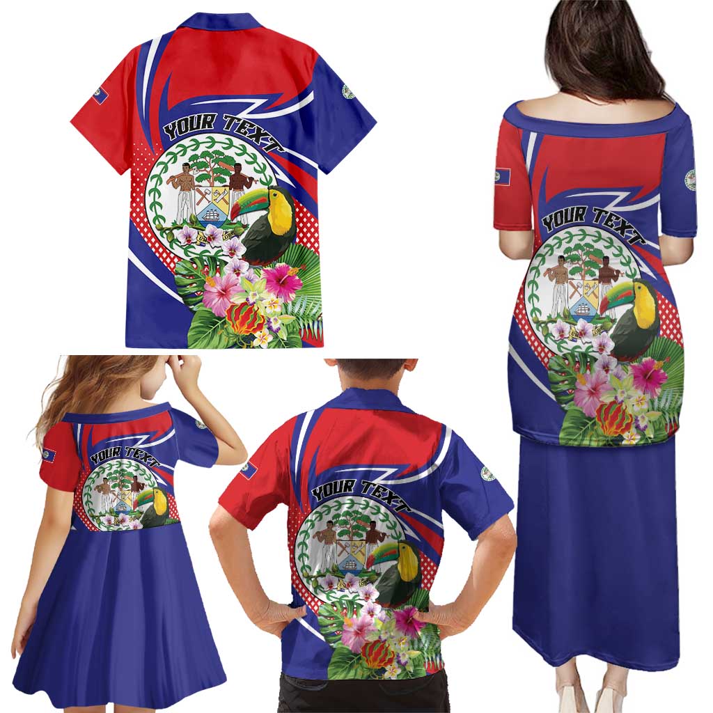 Personalized Belize Toucan Family Matching Puletasi and Hawaiian Shirt Sub umbra floreo