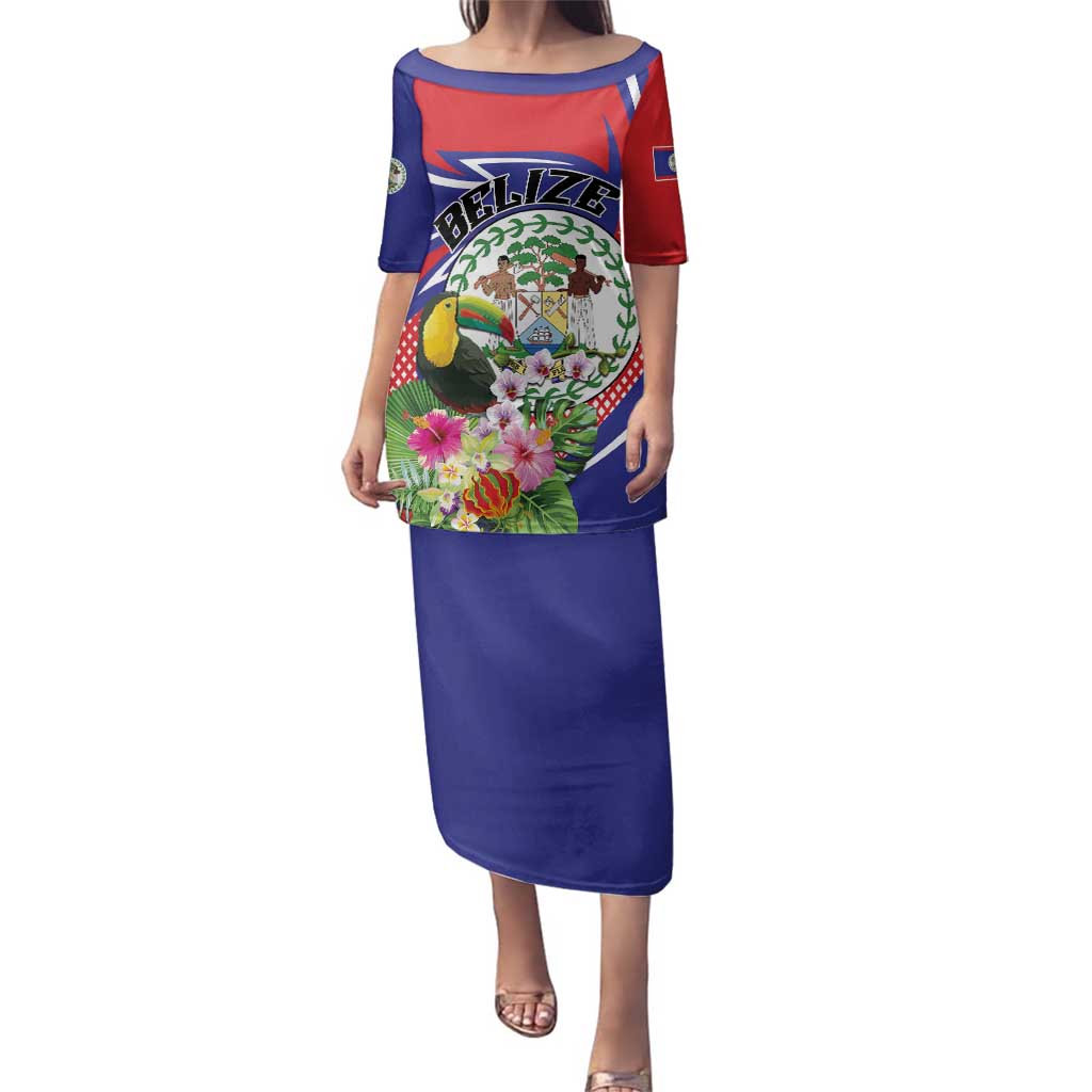 Personalized Belize Toucan Family Matching Puletasi and Hawaiian Shirt Sub umbra floreo