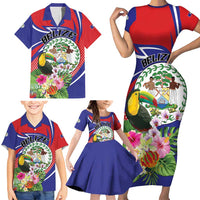 Personalized Belize Toucan Family Matching Short Sleeve Bodycon Dress and Hawaiian Shirt Sub umbra floreo