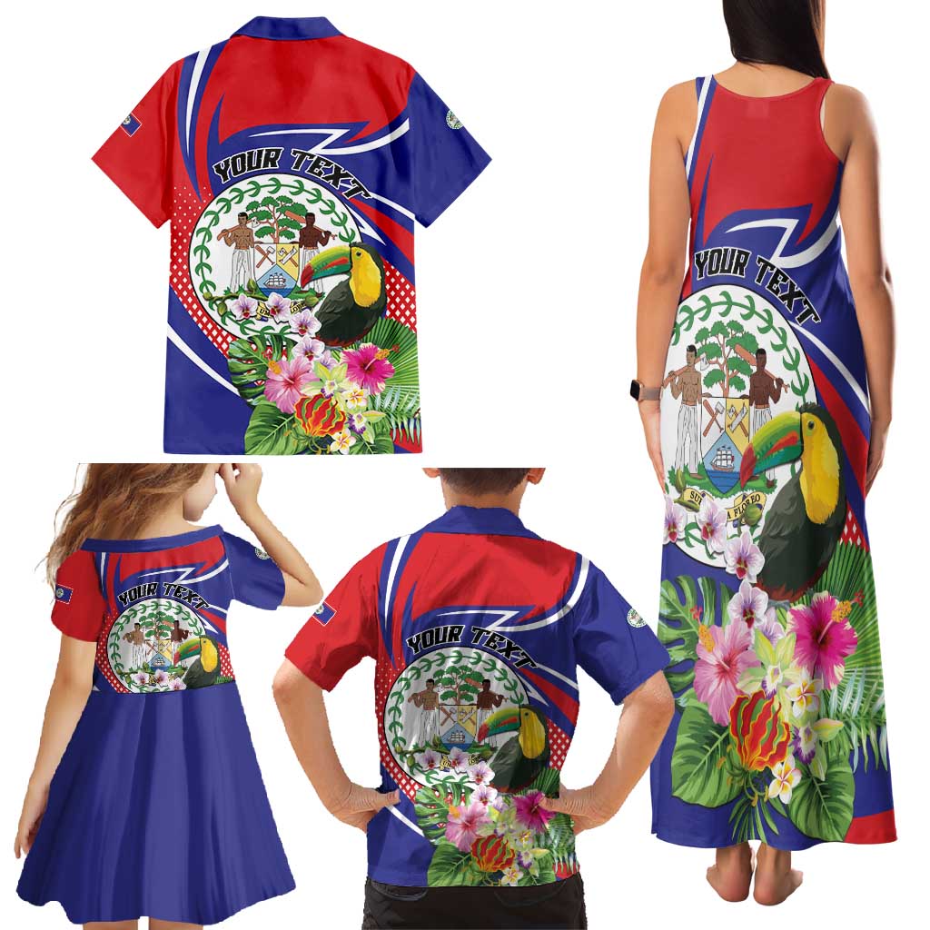 Personalized Belize Toucan Family Matching Tank Maxi Dress and Hawaiian Shirt Sub umbra floreo