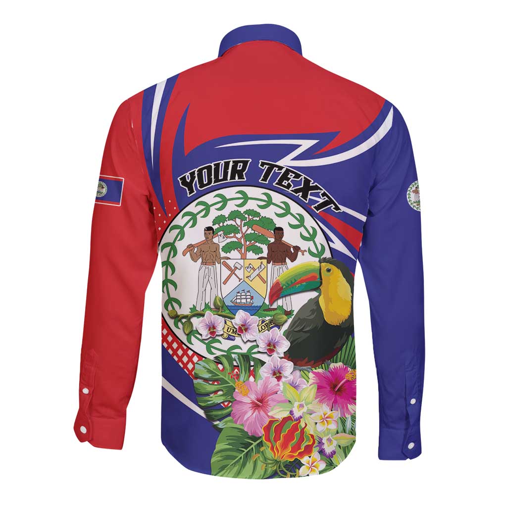Personalized Belize Toucan Long Sleeve Button Shirt Sub umbra floreo