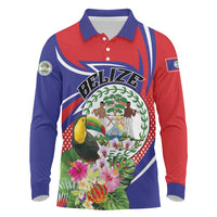 Personalized Belize Toucan Long Sleeve Polo Shirt Sub umbra floreo