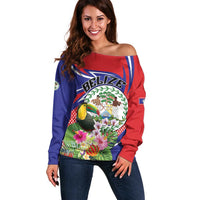 Personalized Belize Toucan Off Shoulder Sweater Sub umbra floreo