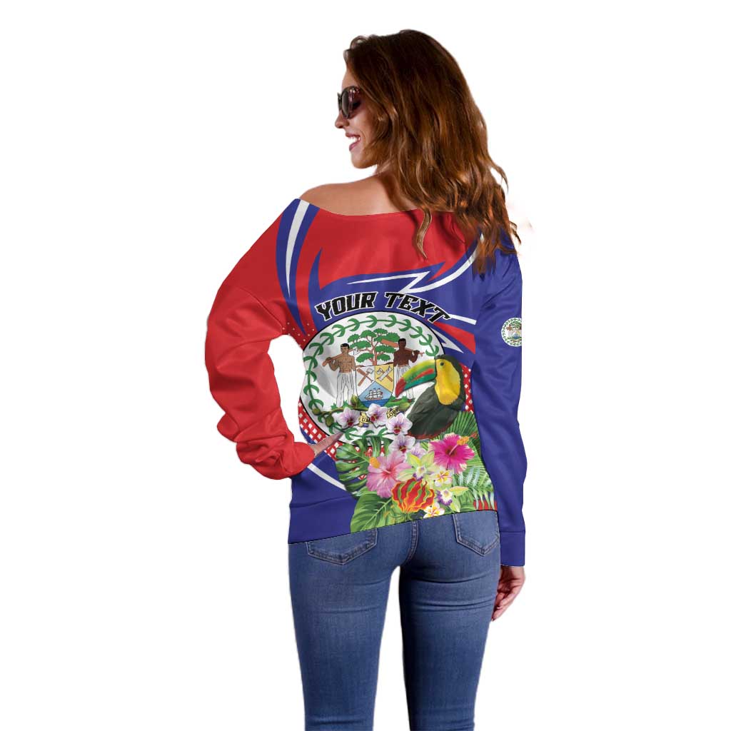 Personalized Belize Toucan Off Shoulder Sweater Sub umbra floreo