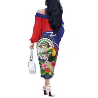 Personalized Belize Toucan Off The Shoulder Long Sleeve Dress Sub umbra floreo
