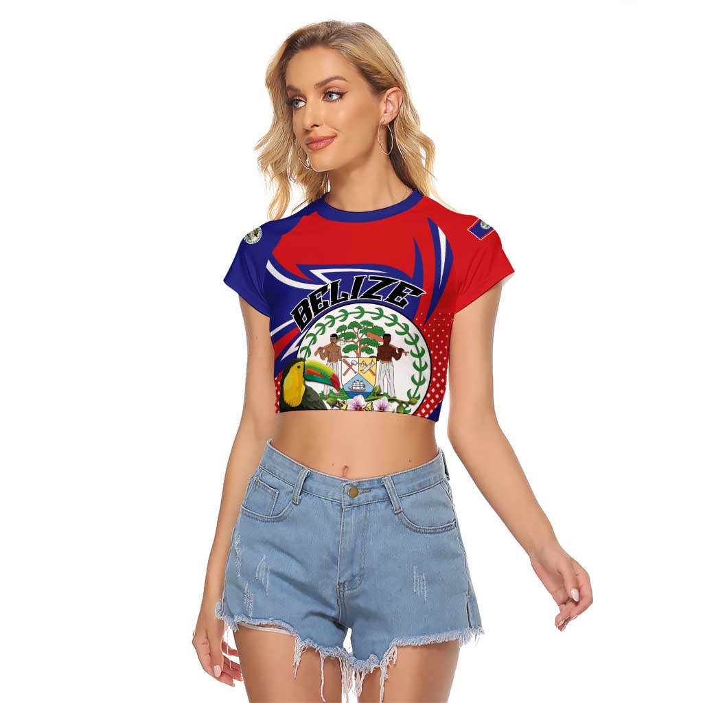 Personalized Belize Toucan Raglan Cropped T Shirt Sub umbra floreo
