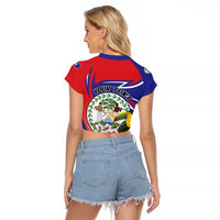 Personalized Belize Toucan Raglan Cropped T Shirt Sub umbra floreo