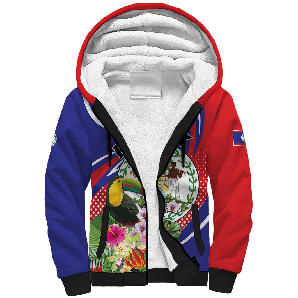 Personalized Belize Toucan Sherpa Hoodie Sub umbra floreo