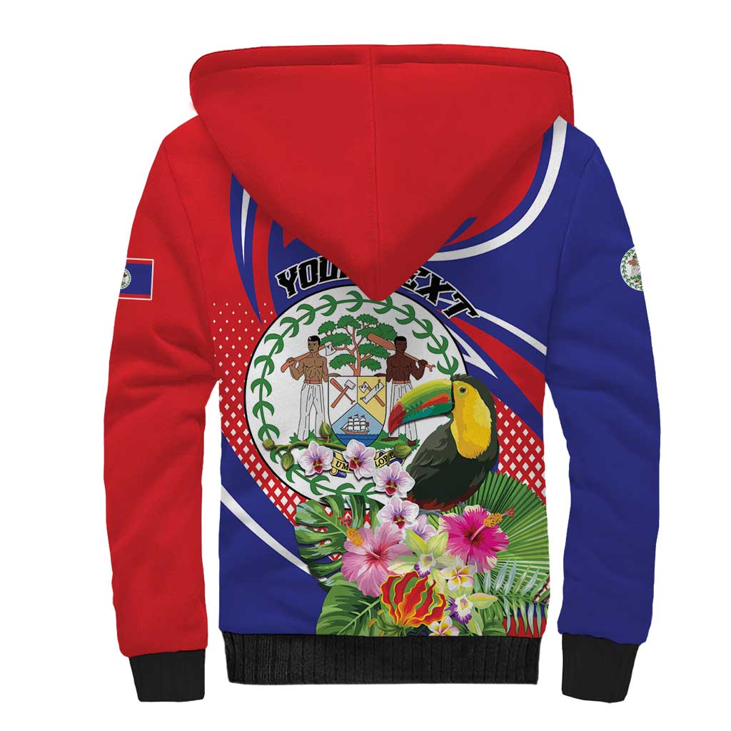 Personalized Belize Toucan Sherpa Hoodie Sub umbra floreo