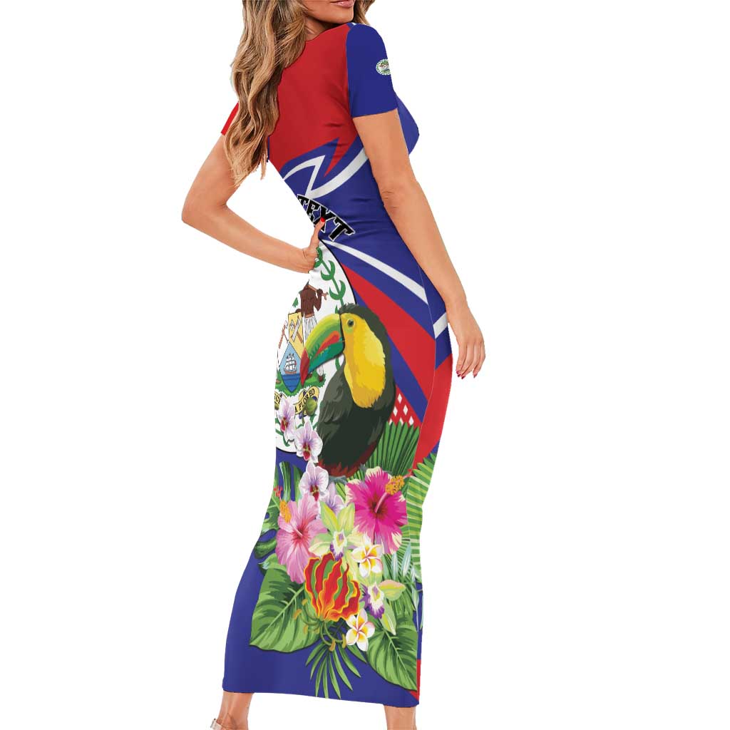 Personalized Belize Toucan Short Sleeve Bodycon Dress Sub umbra floreo