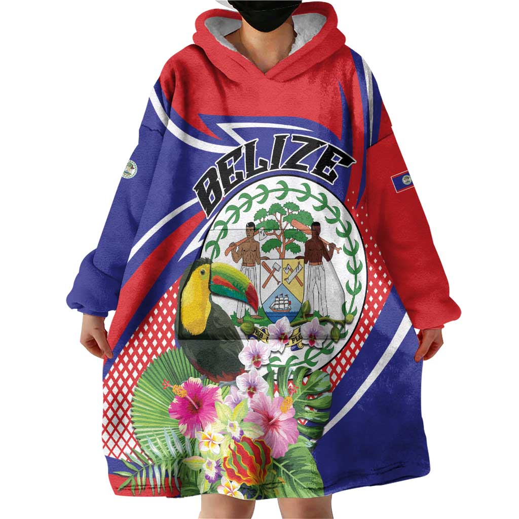 Personalized Belize Toucan Wearable Blanket Hoodie Sub umbra floreo