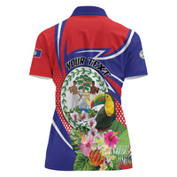 Personalized Belize Toucan Women Polo Shirt Sub umbra floreo