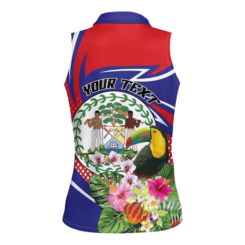 Personalized Belize Toucan Women Sleeveless Polo Shirt Sub umbra floreo
