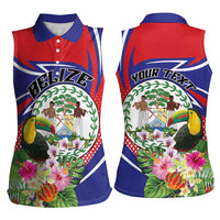Personalized Belize Toucan Women Sleeveless Polo Shirt Sub umbra floreo